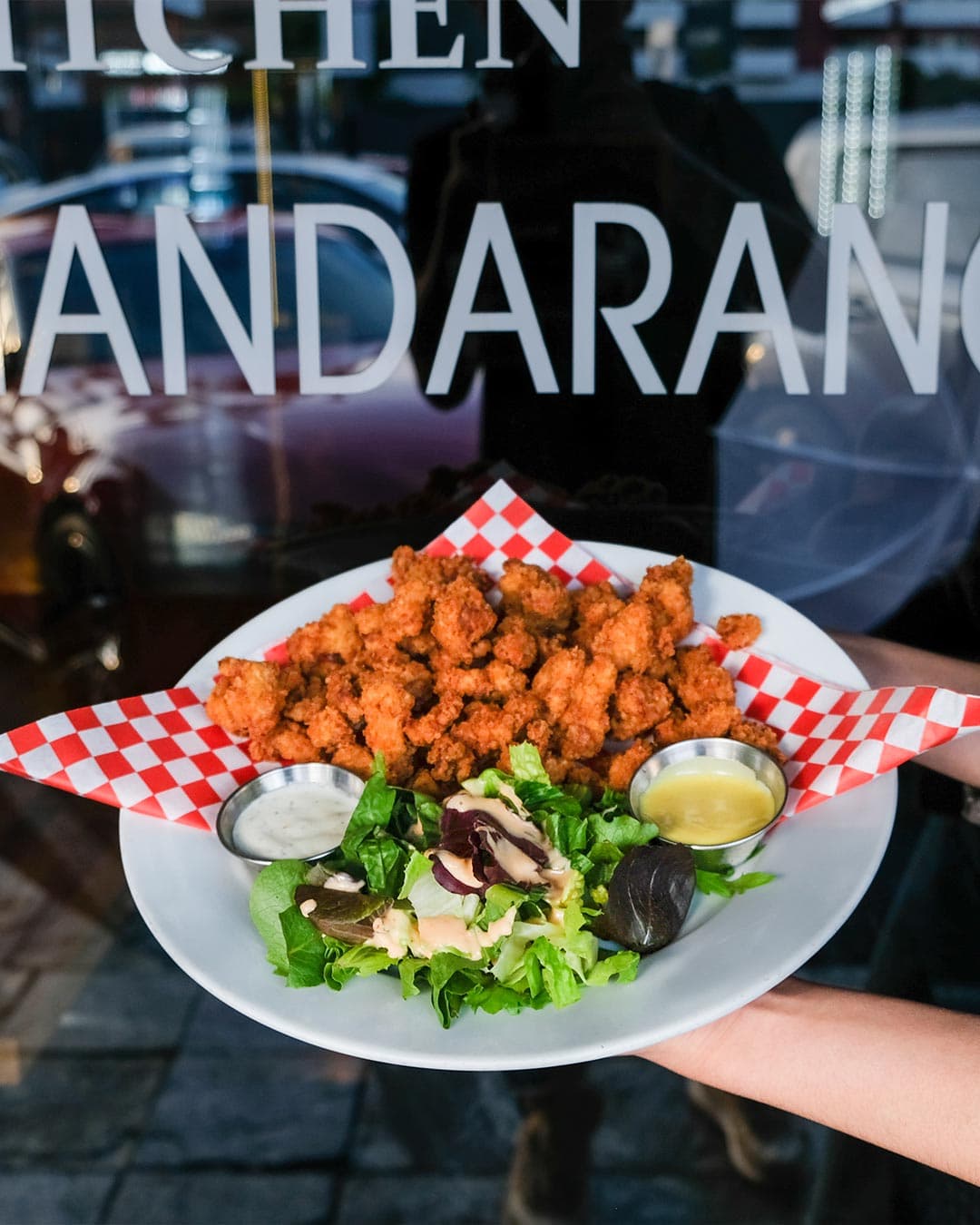 Close-up gourmet shot of Signature Fried Chicken