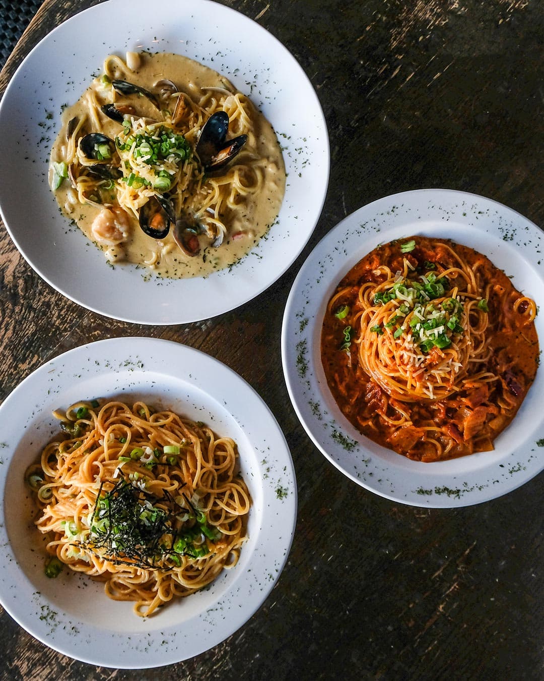 Close-up gourmet shot of Spicy Seafood Fusion Pasta